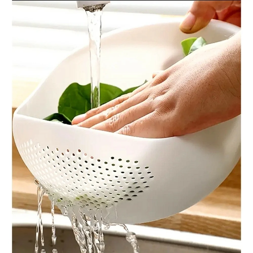 Kitchen Tool White Rice Strainer Plastic Drain Basket Household Colander New Lot